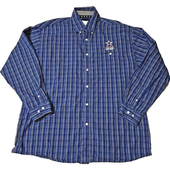 Wrangler National Patriot Shirt Mens XL Western button up blue navy striped - Picture 1 of 9